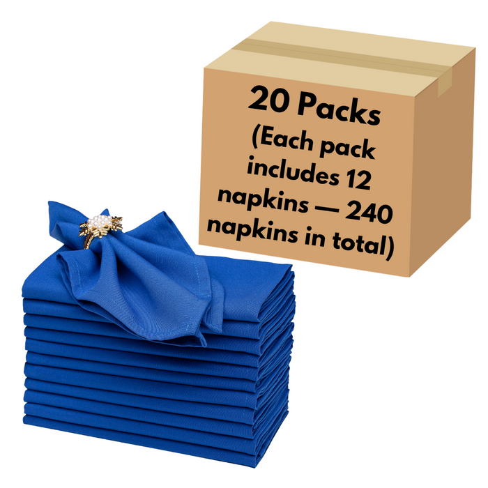 Gala Houseware Spun Polyester Dinner Napkins 18 x 18 inch - Royal Blue, Pack of 240, Solid Washable Cloth Napkins - Ideal for Events, Wedding, Party, Commercial and Home Use.