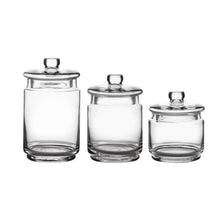 Load image into Gallery viewer, Bathroom Vanity Apothecary Jars, Set of 3 Glass Storage Organizer Canister
