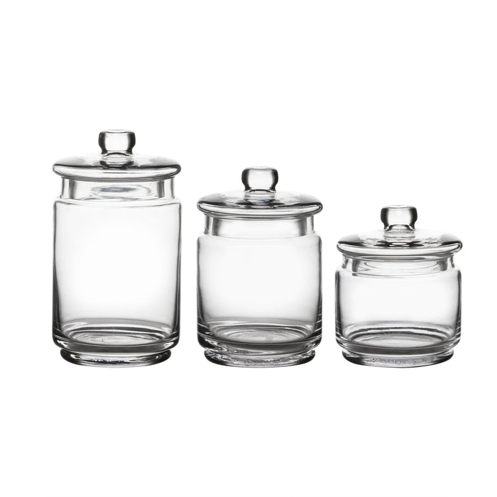 Bathroom Vanity Apothecary Jars, Set of 3 Glass Storage Organizer Canister