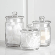 Load image into Gallery viewer, Bathroom Vanity Apothecary Jars, Set of 3 Glass Storage Organizer Canister
