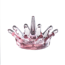 Load image into Gallery viewer, Colored Glass Ring Holder Jewelry Tray, Pink Crown Jewelry Ring Display Holder and Trinkets Tray (Dia 4.3”)
