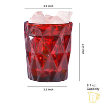 Charger l&#39;image dans la galerie, Gala Houseware Red Colored Water Glasses, Glass Tumblers Set of 6 Drinking Glasses
