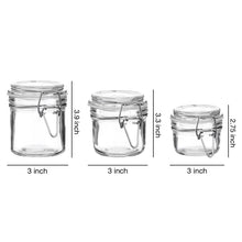 Charger l&#39;image dans la galerie, Gala Houseware Airtight Glass Container Set 3 Pc Glass Jars with Stainless Steel Hinged Lids and Leak Proof Silicon Gasket
