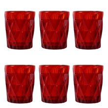 Charger l&#39;image dans la galerie, Gala Houseware Red Colored Water Glasses, Glass Tumblers Set of 6 Drinking Glasses
