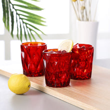 Charger l&#39;image dans la galerie, Gala Houseware Red Colored Water Glasses, Glass Tumblers Set of 6 Drinking Glasses
