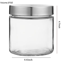 Load image into Gallery viewer, Clear Cylindrical Glass Storage Containers with Lids, Set of 3 ( D: 4.5&quot; x H: 4.7&quot; )
