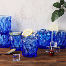 Charger l&#39;image dans la galerie, Blue Colored Water Glasses, Glass Tumblers Set of 6 Drinking Glasses
