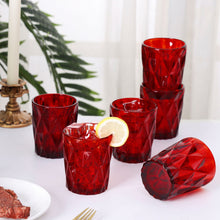 Charger l&#39;image dans la galerie, Gala Houseware Red Colored Water Glasses, Glass Tumblers Set of 6 Drinking Glasses
