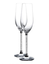 Charger l&#39;image dans la galerie, Lead Free 8 Ounce Champagne Glasses, Set of 2 Champagne Flutes with Long Crystal Diamond Stem
