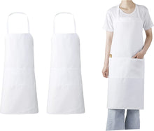 Charger l&#39;image dans la galerie, Gala Houseware Kitchen Chef Bib Apron, 2 Bulk Set, 34 inches x 30 inches with Long Tie,
