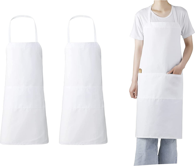 Gala Houseware Kitchen Chef Bib Apron, 2 Bulk Set, 34 inches x 30 inches with Long Tie,