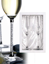 Load image into Gallery viewer, Lead Free 8 Ounce Champagne Glasses, Set of 2 Champagne Flutes with Long Crystal Diamond Stem
