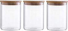 Load image into Gallery viewer, Gala Houseware Airtight Food Storage Containers with Bamboo Lids, Set of 3 Glass Jars Canister Set Perfect for Organization and Storage Coffee, Sugar, Tea. (D:3.94&quot; x H: 5.5&quot;)
