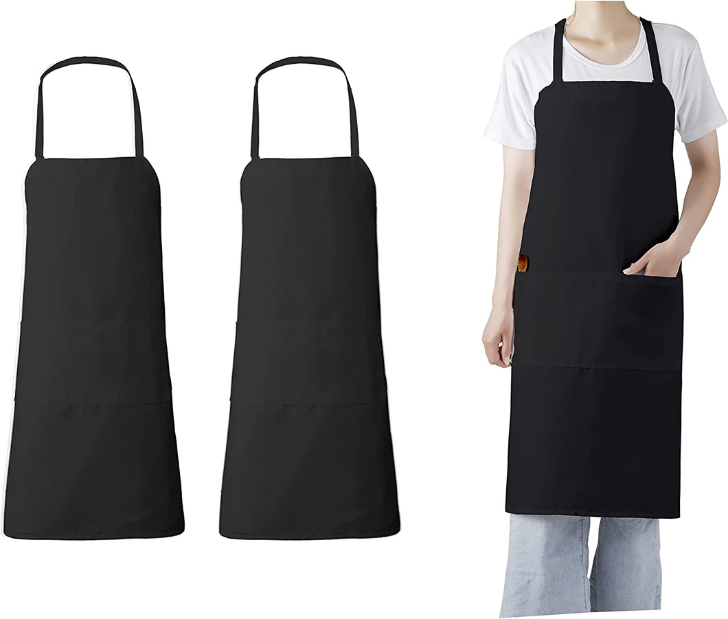 Gala Houseware Kitchen Chef Bib Apron, 2 Bulk Set, 34 inches x 30 inches with Long Tie,