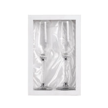 Load image into Gallery viewer, Lead Free 8 Ounce Champagne Glasses, Set of 2 Champagne Flutes with Long Crystal Diamond Stem
