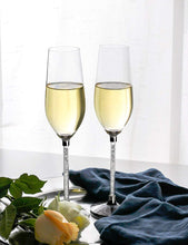 Load image into Gallery viewer, Lead Free 8 Ounce Champagne Glasses, Set of 2 Champagne Flutes with Long Crystal Diamond Stem
