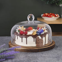 Charger l&#39;image dans la galerie, Gala Houseware Clear Glass Cake Stand and Cover with Solid Acacia Wood Base, 10.6 x 11.3 inches, Perfect for Birthdays, Weddings, and Anniversaries, Great for Desserts and Decoration
