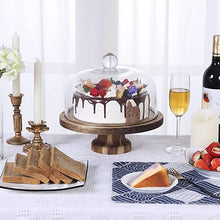 Charger l&#39;image dans la galerie, Gala Houseware Clear Glass Cake Stand and Cover with Solid Acacia Wood Base, 10.6 x 11.3 inches, Perfect for Birthdays, Weddings, and Anniversaries, Great for Desserts and Decoration
