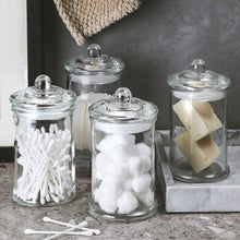 Charger l&#39;image dans la galerie, Mini Glass Apothecary Jars-Cotton Jar-Bathroom Storage Organizer Canisters Set of 4
