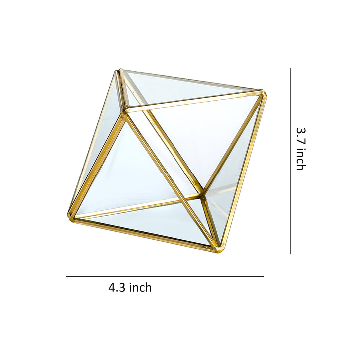 Glass Geometric Terrarium Container 4.5 X 5.2 inches and 4.3 X 3.7 inches Glass Terrarium for Succulent & Air Plant (Gold, 2pcs)