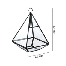 Charger l&#39;image dans la galerie, Glass Geometric Terrarium Container 5.4X4.7inch, 3.8X3.8inch and 4.1X6.4inch Tabletop for Succulent &amp; Air Plant (Black, 3 Asst)
