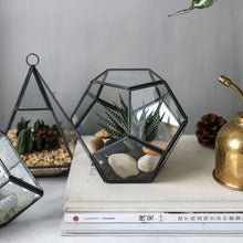 Charger l&#39;image dans la galerie, Glass Geometric Terrarium Container 5.4X4.7inch, 3.8X3.8inch and 4.1X6.4inch Tabletop for Succulent &amp; Air Plant (Black, 3 Asst)
