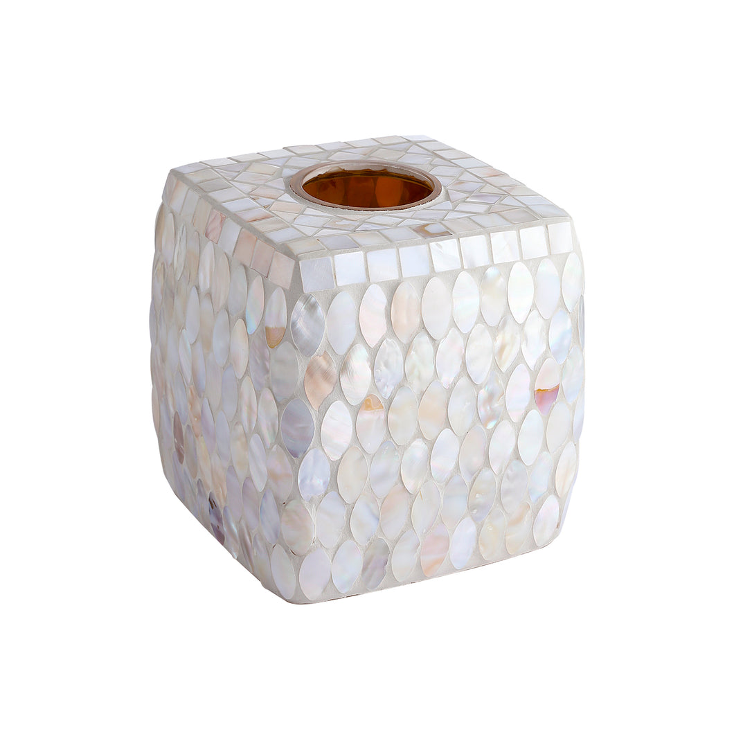 Mosaic Glass Tissue Holder Decorative Tissue Cover Square Box (Shell)