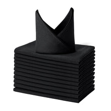 Load image into Gallery viewer, Spun Polyester Dinner Napkins 20 x 20 inch - Black 12 Pack Solid Washable Cloth Napkins
