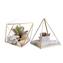 Load image into Gallery viewer, Glass Geometric Terrarium Container 4.5 X 5.2 inches and 4.3 X 3.7 inches Glass Terrarium for Succulent &amp; Air Plant (Gold, 2pcs)
