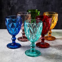 Charger l&#39;image dans la galerie, Set of 6 Colored Water Glasses Wine Drinking Goblet , 10.8 oz (6 Multi Colors)
