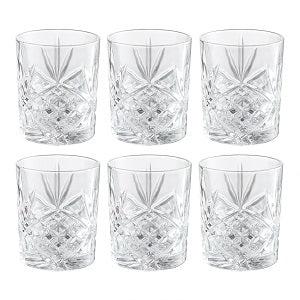 Premium Crystal Whiskey Glasses Old Fashioned Textured Designed Heavy Base, Set of 6 ( 11 Ounce, 6 Pcs )