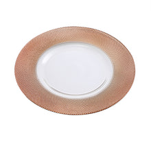 Load image into Gallery viewer, Premium Glass Charger Plates with Thick Rose Gold Dotted Border, Set of 4 Glass Dinner Plates for Wedding Party Events (D:13”, Rose Gold)
