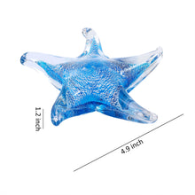 Charger l&#39;image dans la galerie, Glass Starfish Hand Blown Figurine, Aqua Blue 5 Inch Diameter
