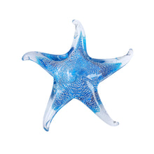 Charger l&#39;image dans la galerie, Glass Starfish Hand Blown Figurine, Aqua Blue 5 Inch Diameter
