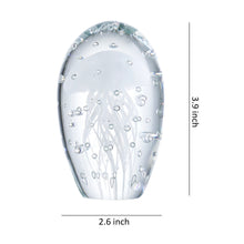 Load image into Gallery viewer, Blown Glass Jellyfish Paperweight, Handmade Glass Art Craft Collectible (H:3.9&quot;, White)
