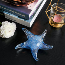 Charger l&#39;image dans la galerie, Glass Starfish Hand Blown Figurine, Aqua Blue 5 Inch Diameter
