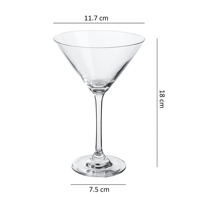 Gala Houseware Lead-Free Crystal Martini Glasses Set of 6  (9 oz)