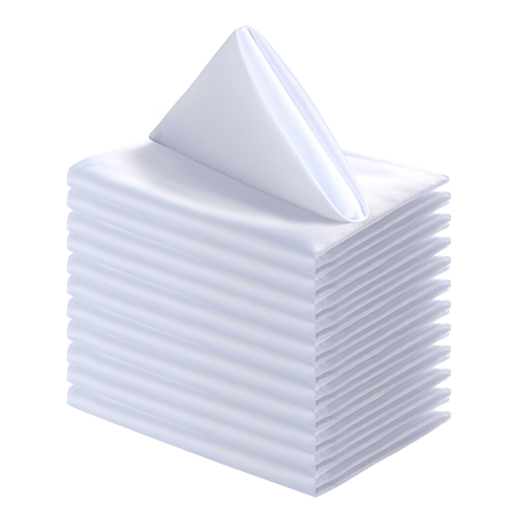 Polyester Dinner Napkins 20 x 20 inch - White 12 Pack Solid Washable Cloth Napkins(White, 20 x 20 inches)