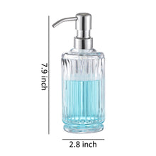 Charger l&#39;image dans la galerie, Gala Houseware Soap Dispenser - 2 Pack, 11.5 Oz Timeless Clear Vertical Stripes Design Glass Refillable Hand Soap Dispensers
