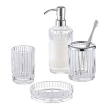 Charger l&#39;image dans la galerie, Gala Houseware Bathroom Accessories Set 4 pcs - Lead Free Ultra-Clarity Glass Soap Dispenser &amp; Toothbrush Holder &amp; Tumbler &amp; Soap Dish
