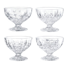 Load image into Gallery viewer, 8 Ounce Clear Glass Ice Cream Cups Set of 4 Different Patterns
