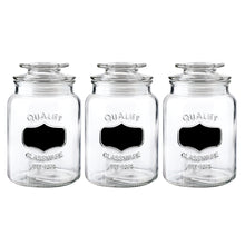 Load image into Gallery viewer, 3-Piece Airtight Round Clear Glass Storage Canisters with Sealed Lids (Each: 34 oz, D:4.3&quot; x H:6.9&quot;)
