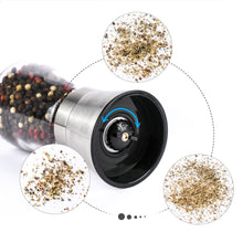 Load image into Gallery viewer, Salt and Pepper Grinders set of 2 with Stainless Steel Stand
