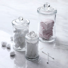 Load image into Gallery viewer, Mini Glass Apothecary Jars-Cotton Jar-Bathroom Storage Organizer Canisters Set of 3
