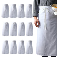 Load image into Gallery viewer, White Chef Aprons (34&quot; x 32&quot;), 12 Pack Professional Half Bistro Aprons for Cooking, Drawing, BBQ
