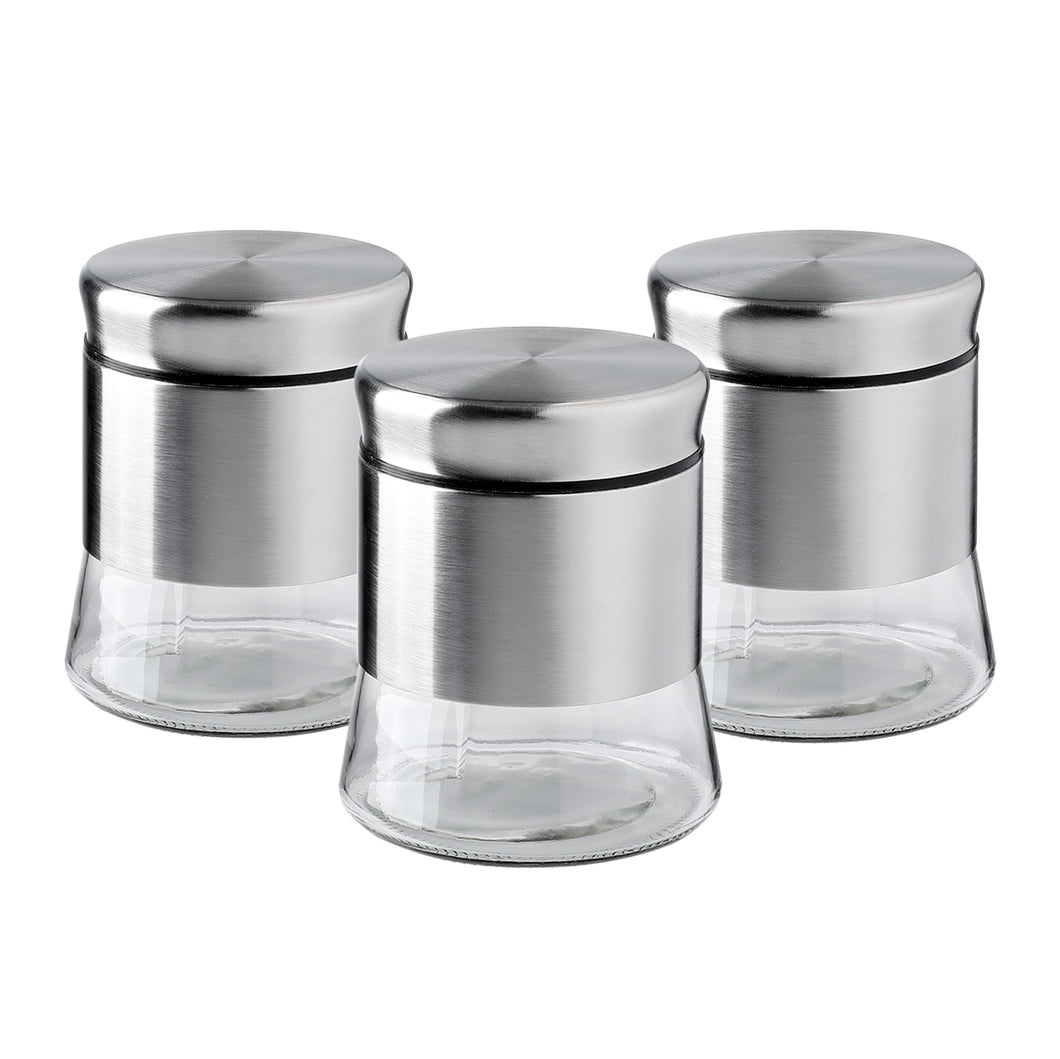 Glass Container Food Storage Canister Set, Set of 3 Multipurpose Kitchen Organizer