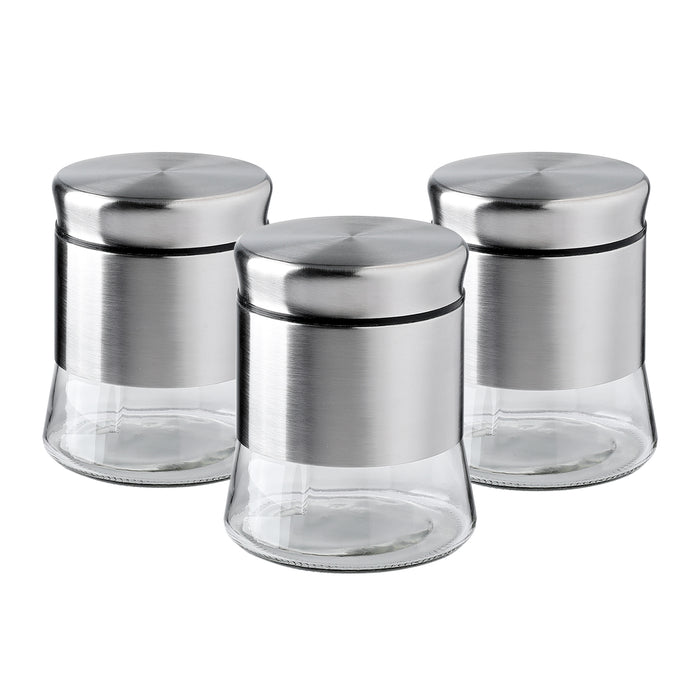 Glass Container Food Storage Canister Set, Set of 3 Multipurpose Kitchen Organizer