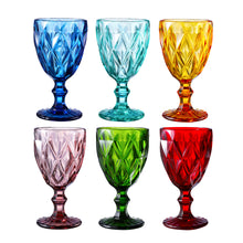 Charger l&#39;image dans la galerie, Set of 6 Colored Water Glasses Wine Drinking Goblet , 10.8 oz (6 Multi Colors)
