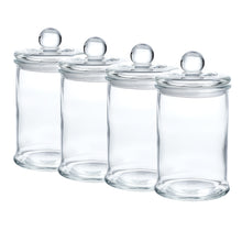 Charger l&#39;image dans la galerie, Mini Glass Apothecary Jars-Cotton Jar-Bathroom Storage Organizer Canisters Set of 4
