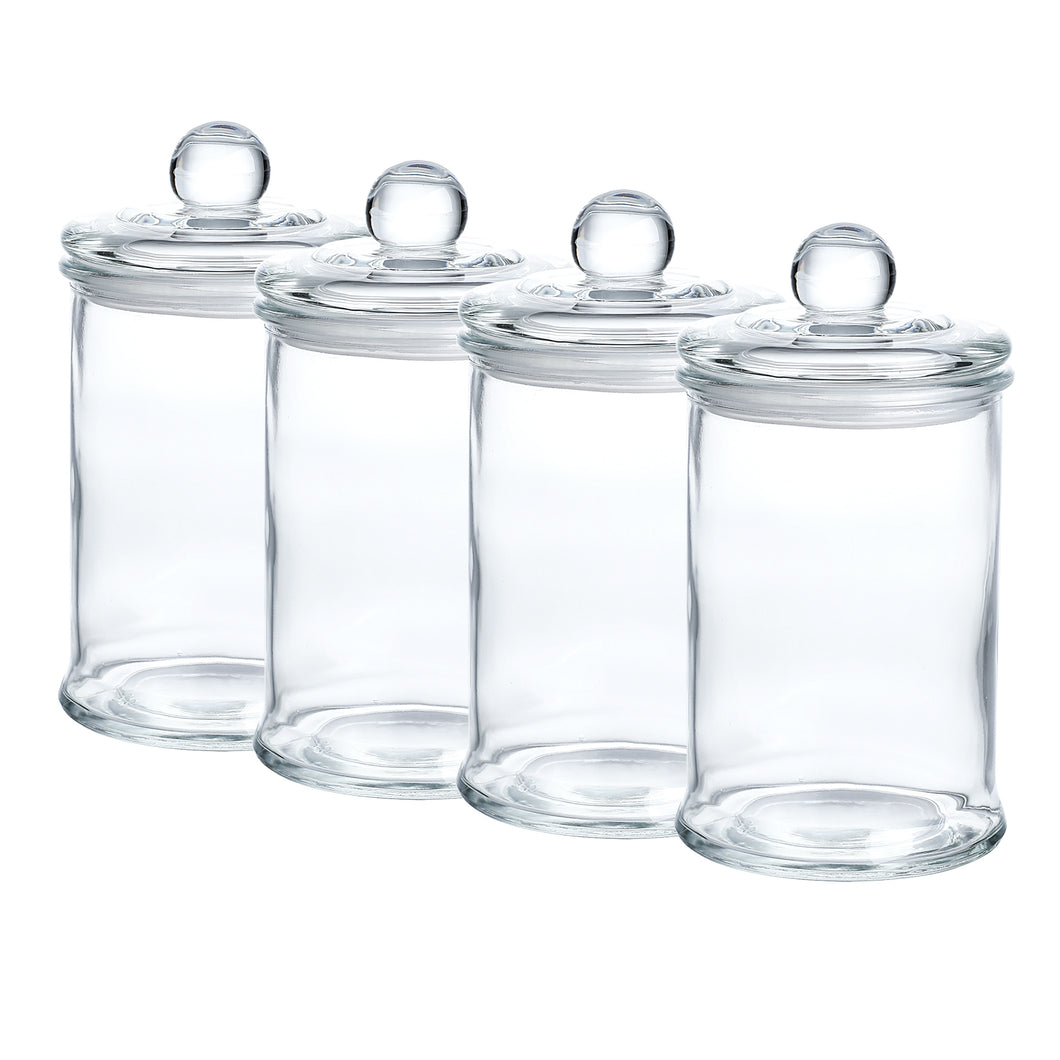 Mini Glass Apothecary Jars-Cotton Jar-Bathroom Storage Organizer Canisters Set of 4